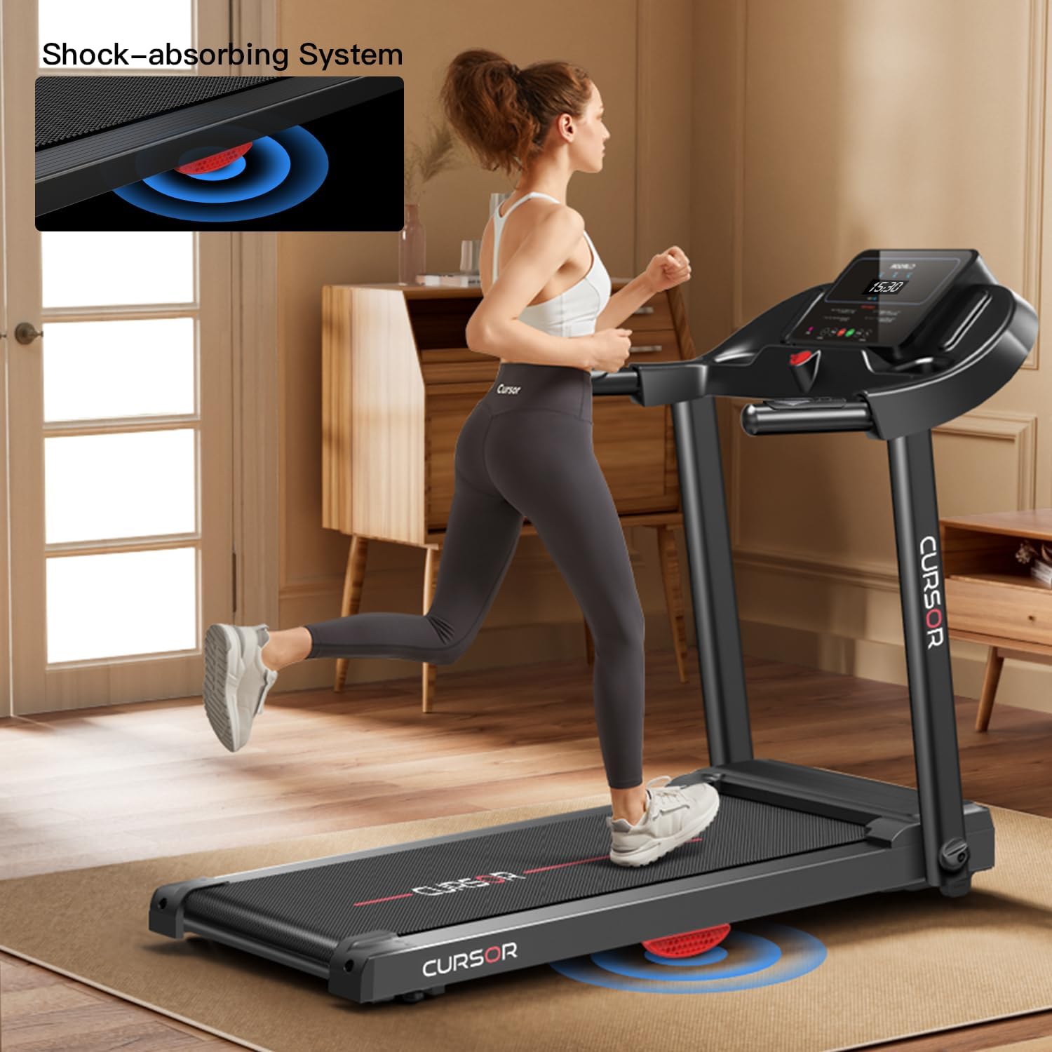 CURSOR FITNESS Home Folding Treadmill with Pulse Sensor, 2.5 HP Quiet Brushless, 7.5 MPH, 265 LBS Capacity - Image 3