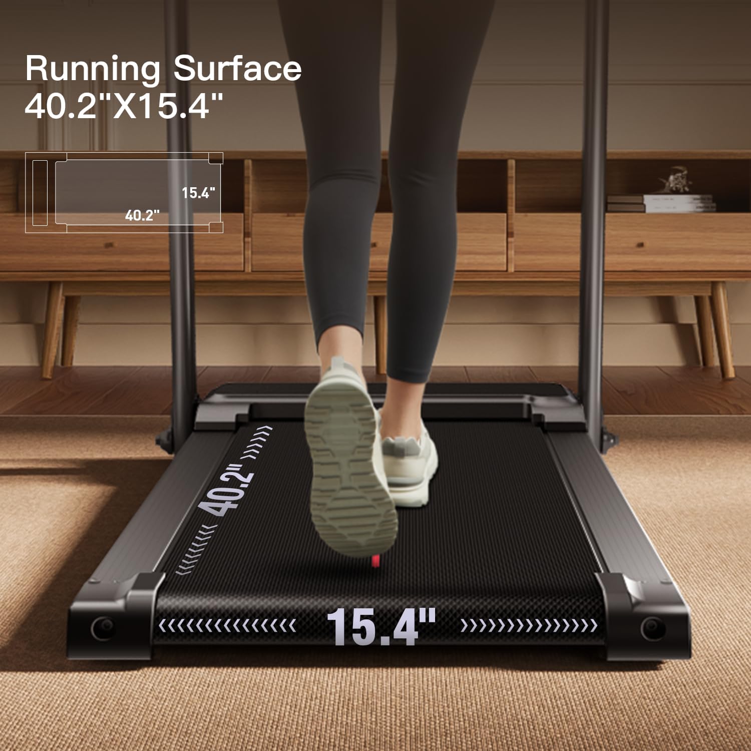 CURSOR FITNESS Home Folding Treadmill with Pulse Sensor, 2.5 HP Quiet Brushless, 7.5 MPH, 265 LBS Capacity - Image 5